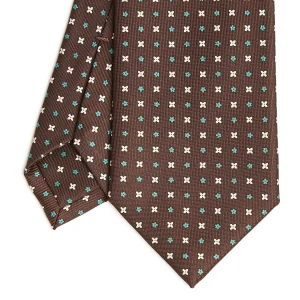 Dark Brown Sartorial Classic Silk Tie - Small Flower Pattern>E.Marinella Best Sale