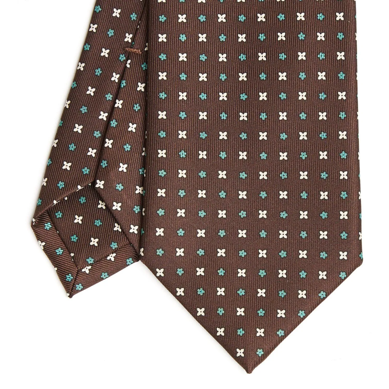 Dark Brown Sartorial Classic Silk Tie - Small Flower Pattern>E.Marinella Best Sale