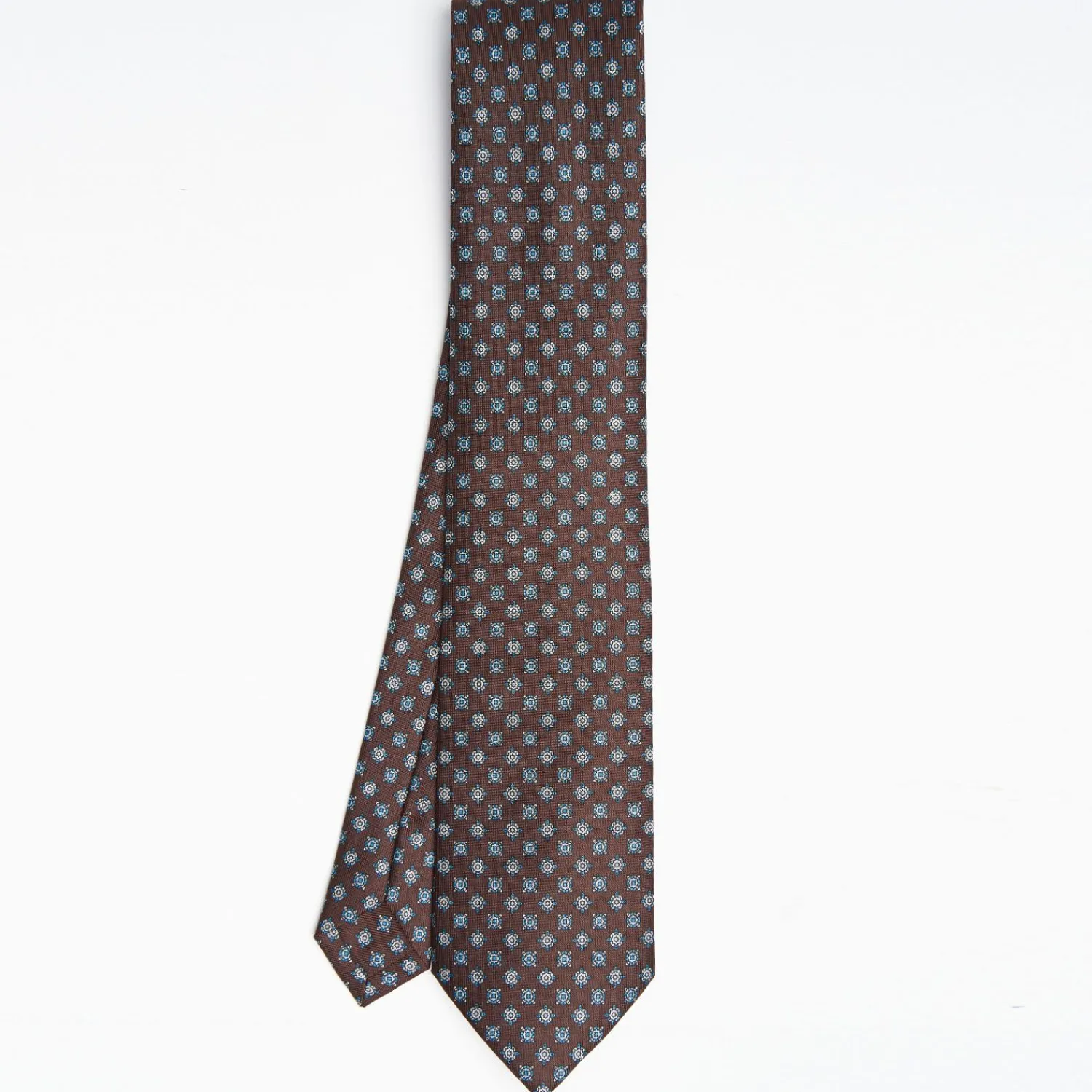 Dark Brown Sartorial Classic Silk Tie - Small Flower Pattern>E.Marinella Best