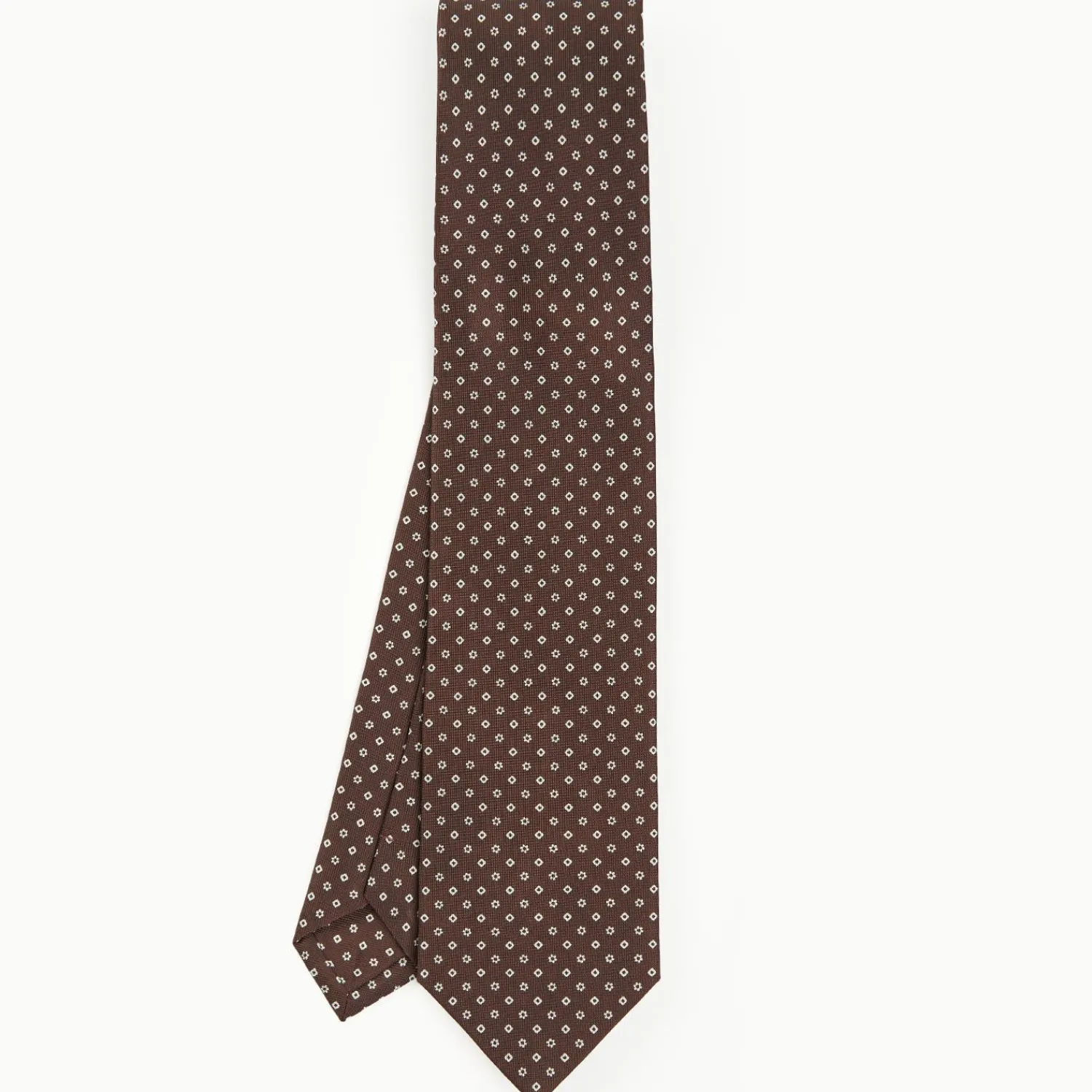 Dark Brown Sartorial Classic Tie - Small Flower Pattern>E.Marinella Best