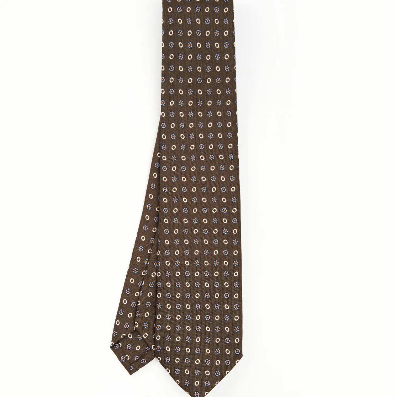 Dark Brown Sartorial Classic Silk Tie - Small Flower Pattern>E.Marinella Hot