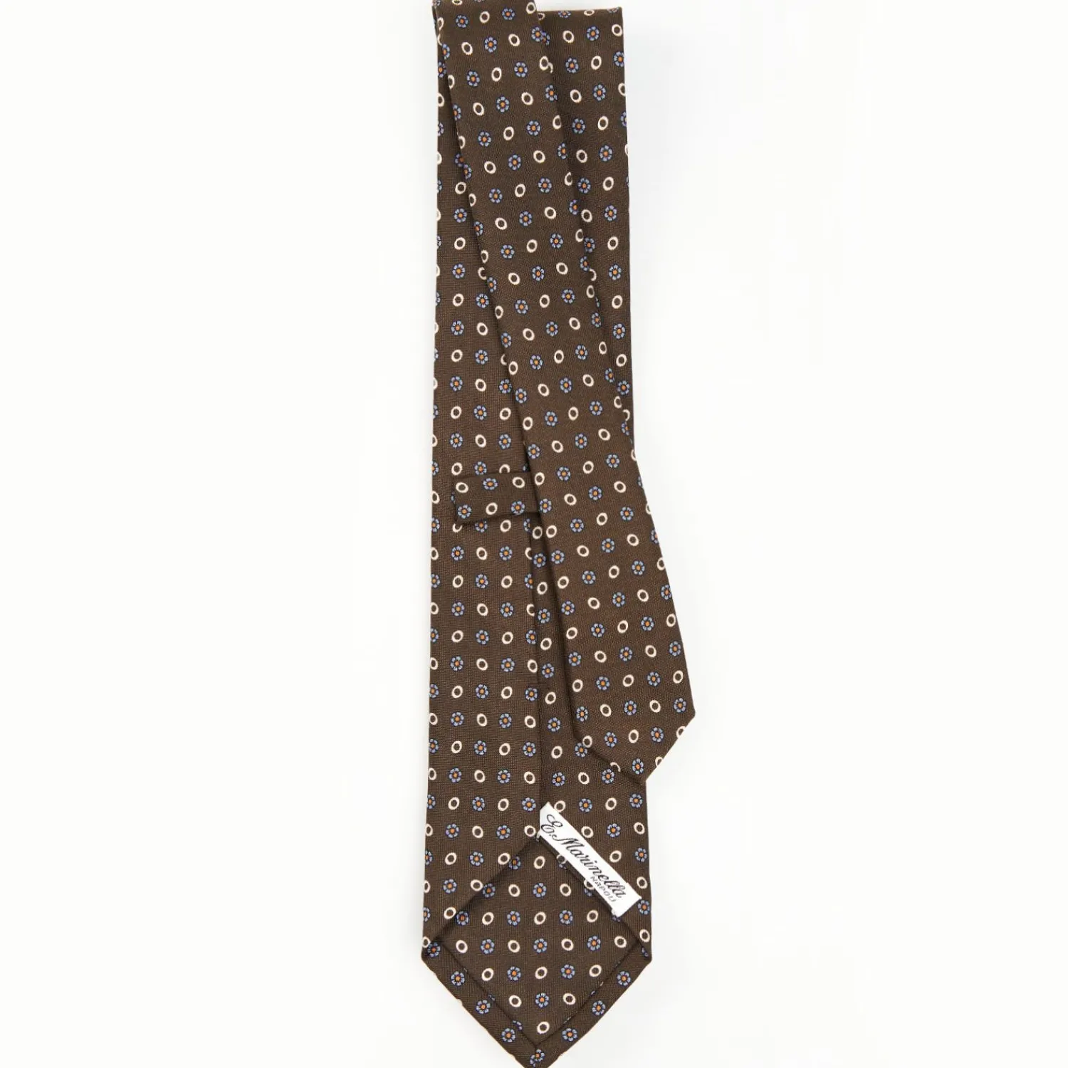Dark Brown Sartorial Classic Silk Tie - Small Flower Pattern>E.Marinella Hot