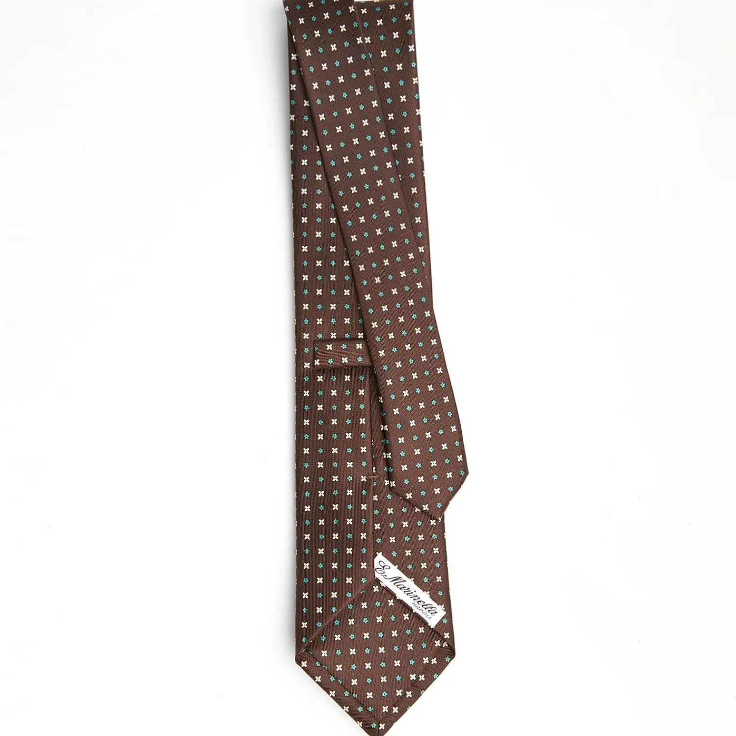 Dark Brown Sartorial Classic Silk Tie - Small Flower Pattern>E.Marinella Best Sale