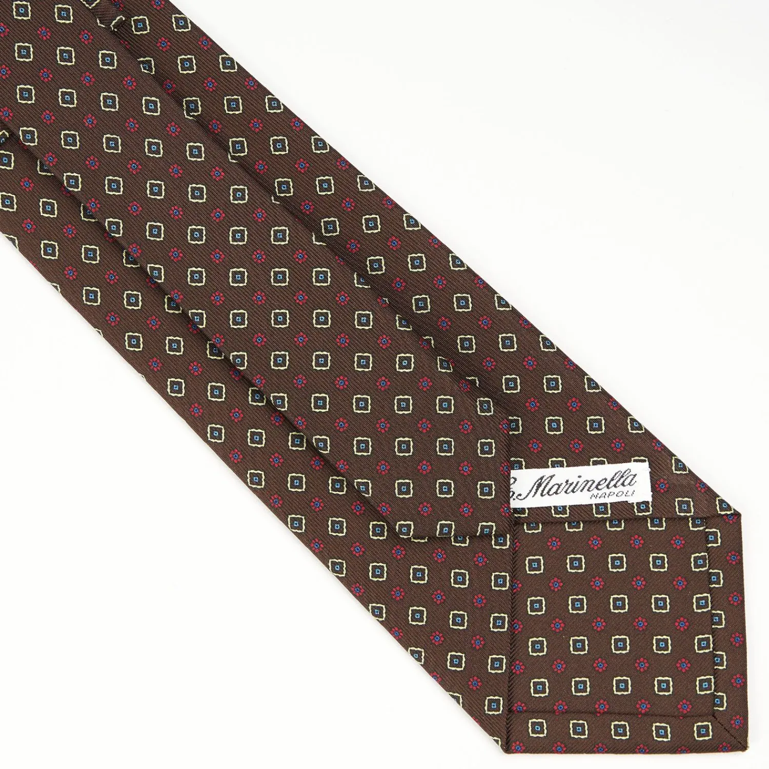 Dark Brown Sartorial Classic Silk Tie - Small Flower Pattern>E.Marinella Store