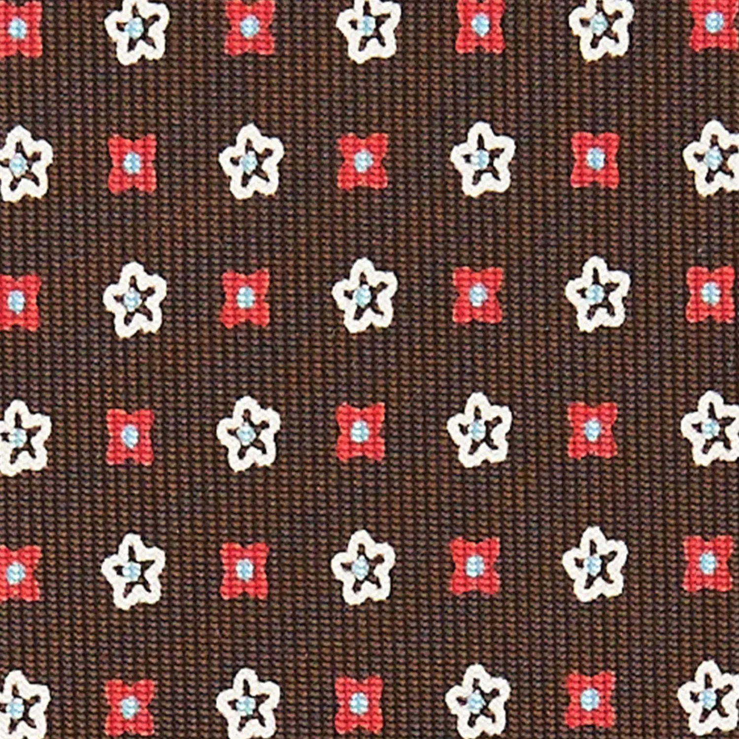 Dark Brown Sartorial Classic Tie - Small Flower Pattern>E.Marinella Online