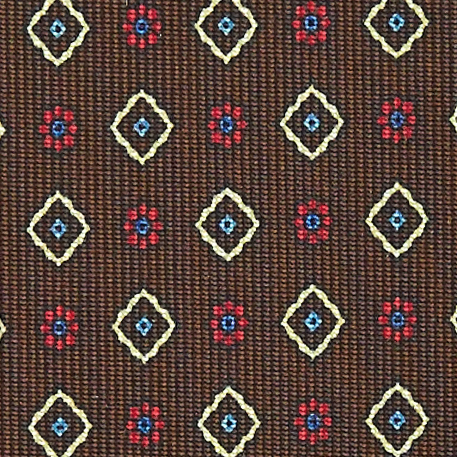 Dark Brown Sartorial Classic Silk Tie - Small Flower Pattern>E.Marinella Store