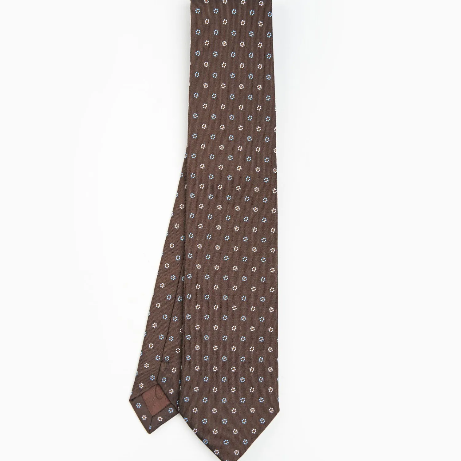 Dark Brown Sartorial Jacquard Silk Tie - Small Flower Designs>E.Marinella Online