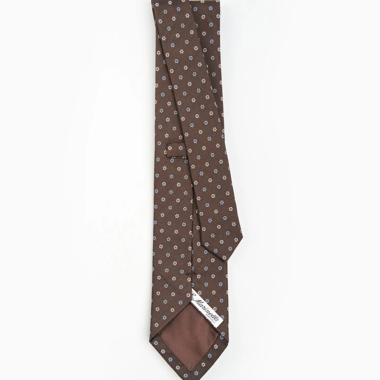 Dark Brown Sartorial Jacquard Silk Tie - Small Flower Designs>E.Marinella Online