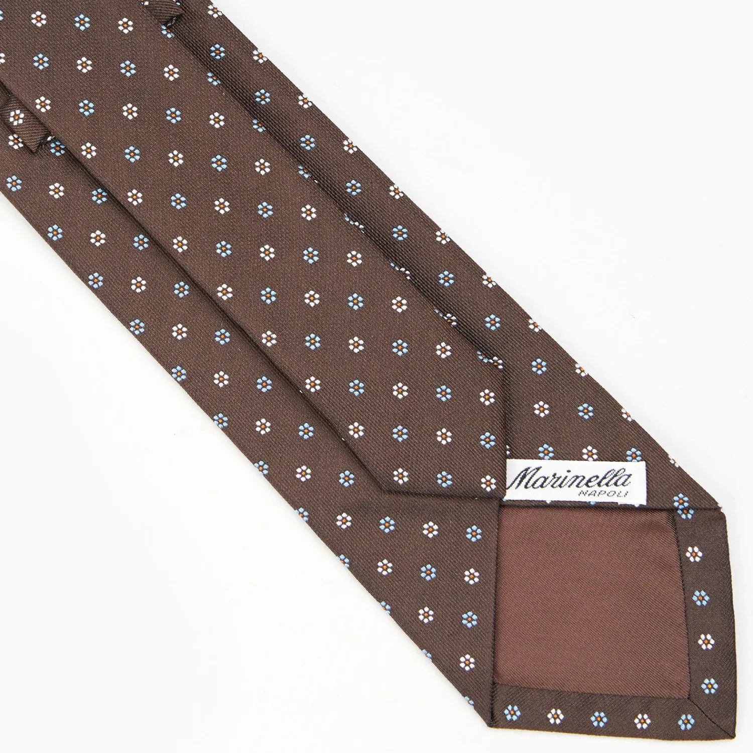 Dark Brown Sartorial Jacquard Silk Tie - Small Flower Designs>E.Marinella Online