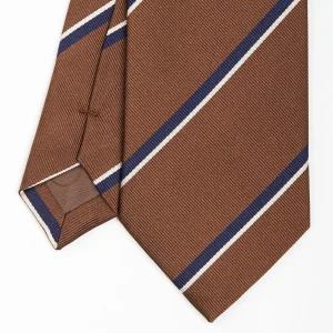 Dark Brown Sartorial Striped Silk Tie>E.Marinella Clearance