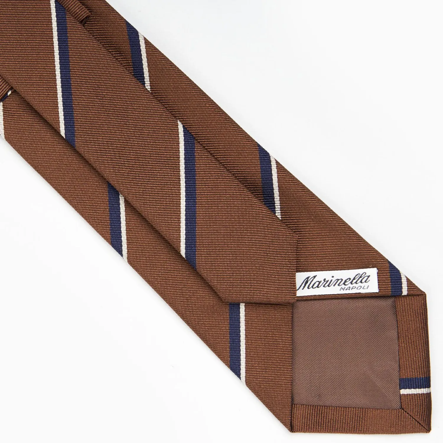 Dark Brown Sartorial Striped Silk Tie>E.Marinella Clearance