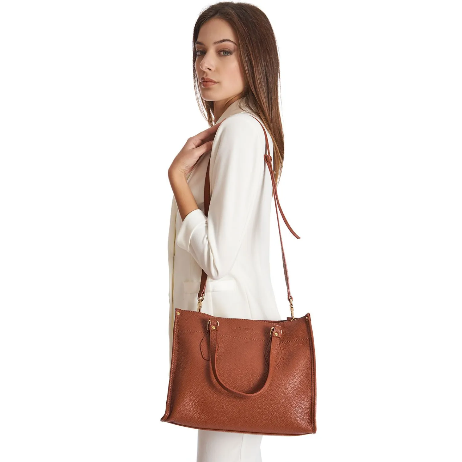 Dark Brown Shopping Bag In Hammered Leather>E.Marinella Fashion