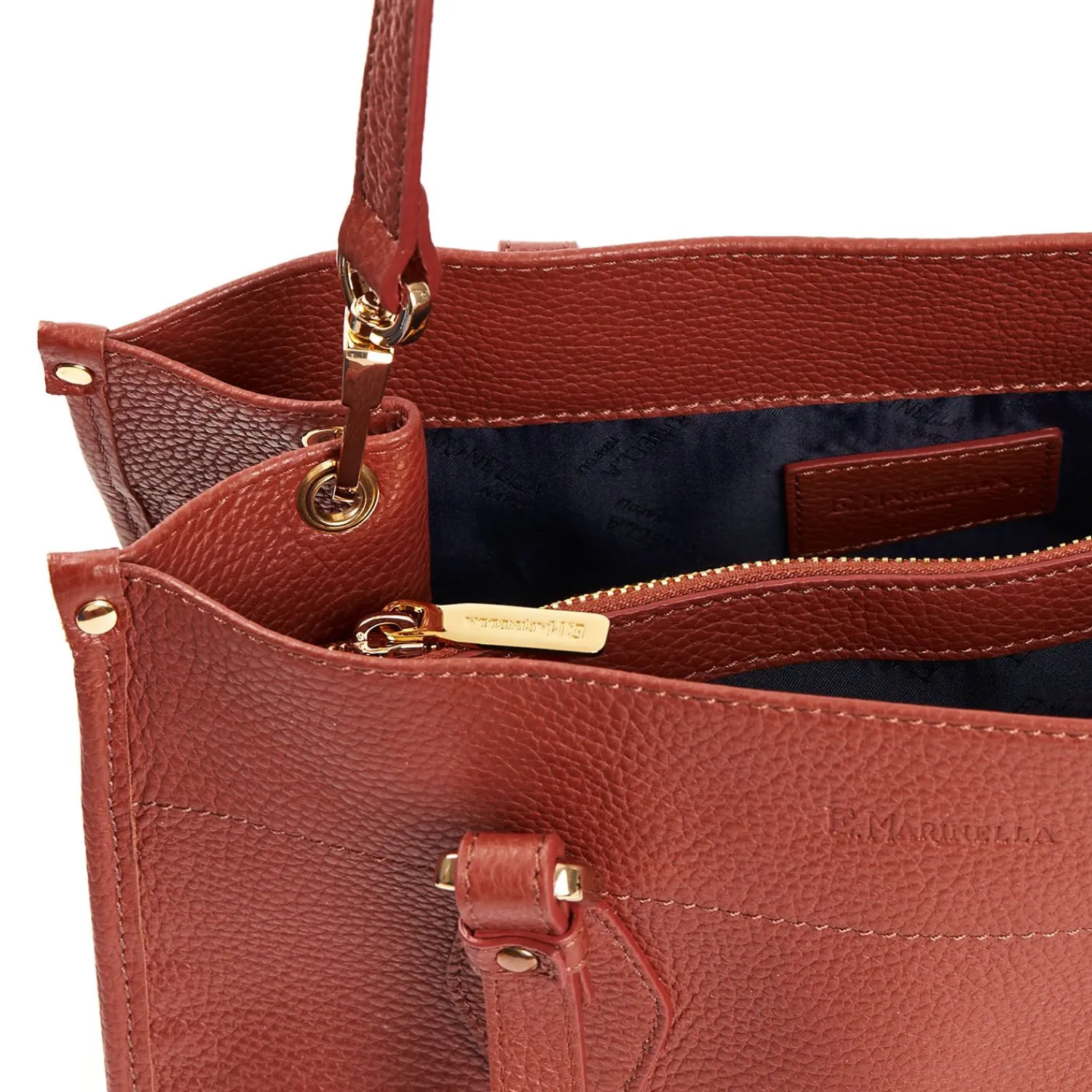 Dark Brown Shopping Bag In Hammered Leather>E.Marinella Fashion