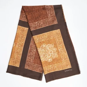 Dark Brown Wool And Silk Stole Alternate Checks>E.Marinella Outlet