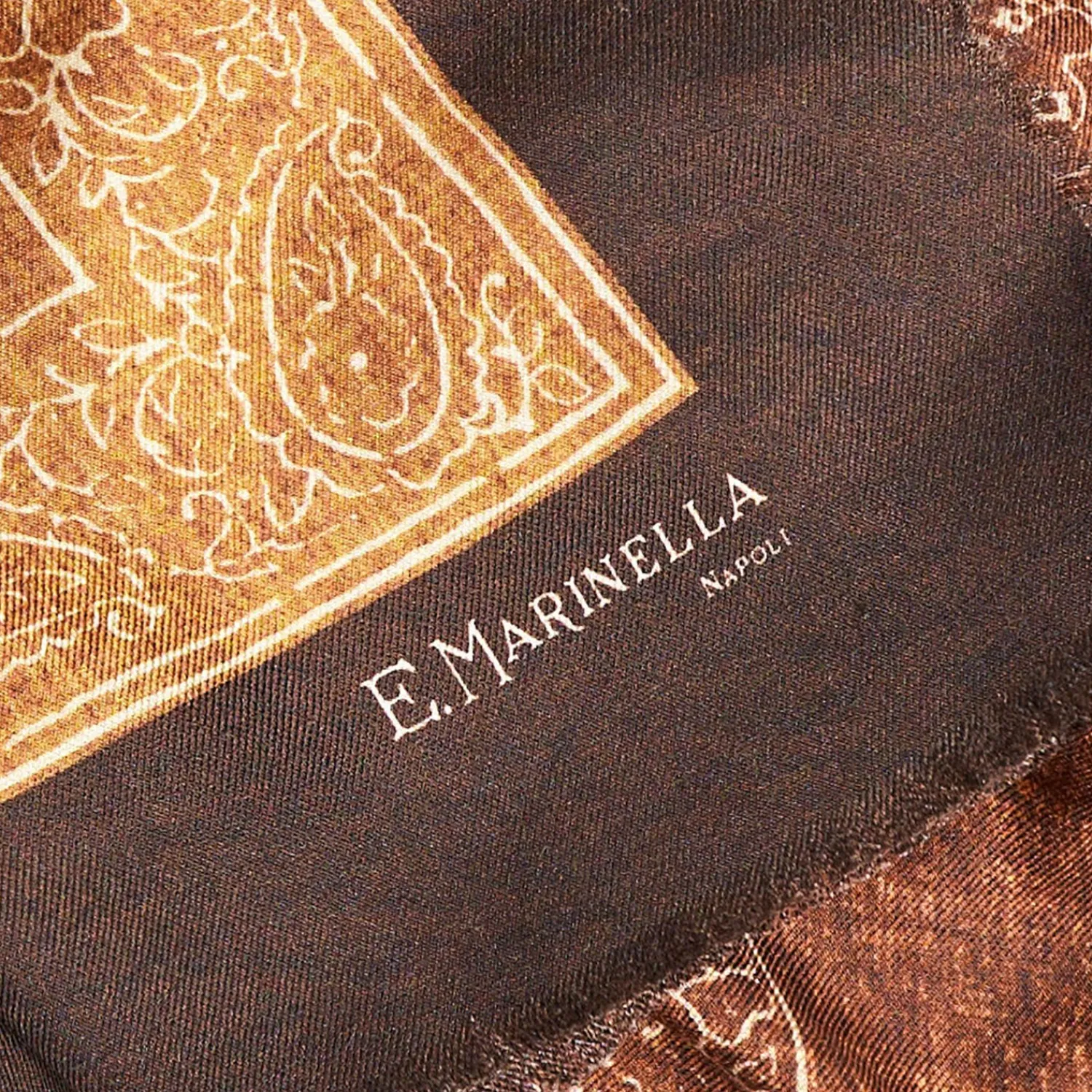 Dark Brown Wool And Silk Stole Alternate Checks>E.Marinella Outlet