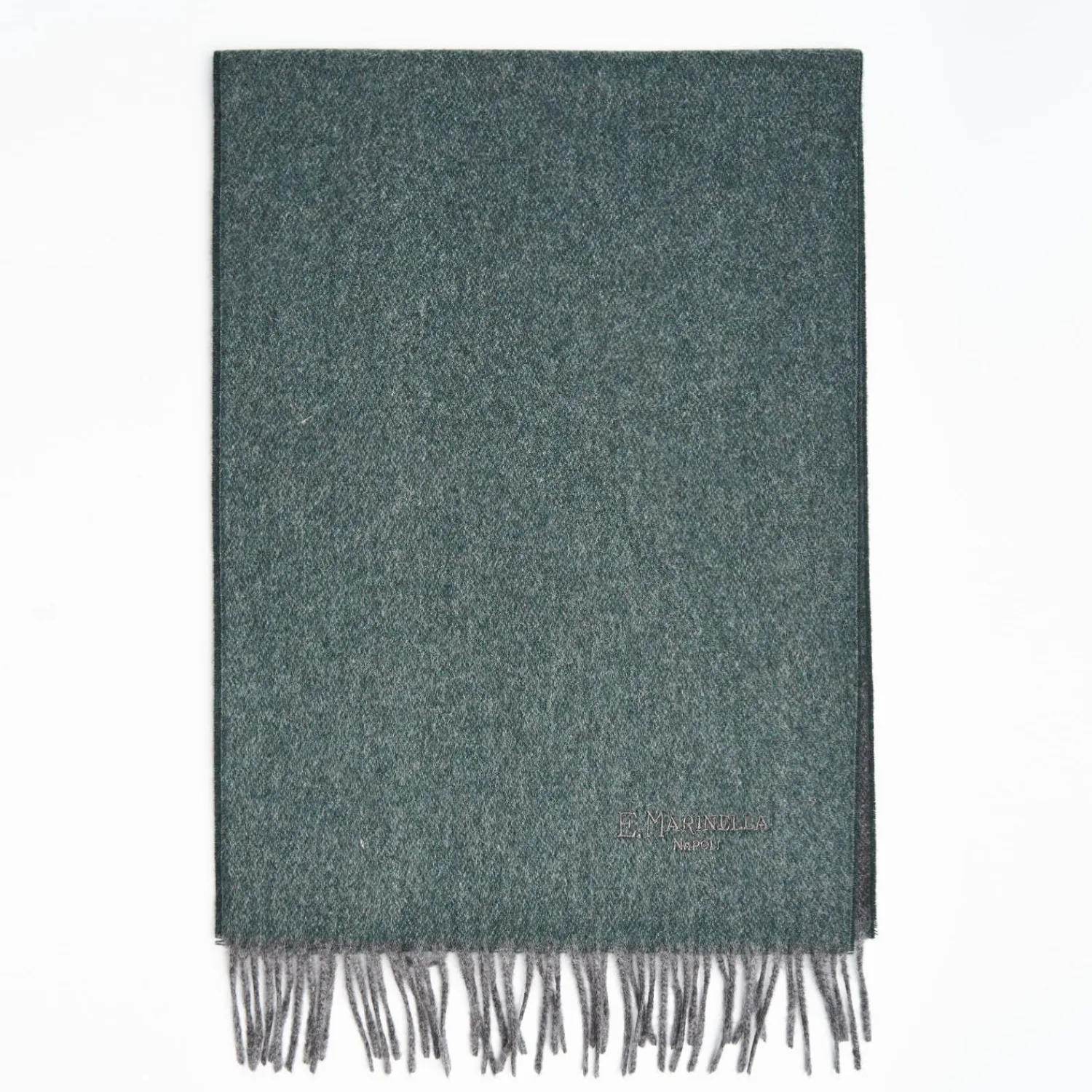 Dark Green And Gray Double-Faced Cashmere Scarf>E.Marinella Store