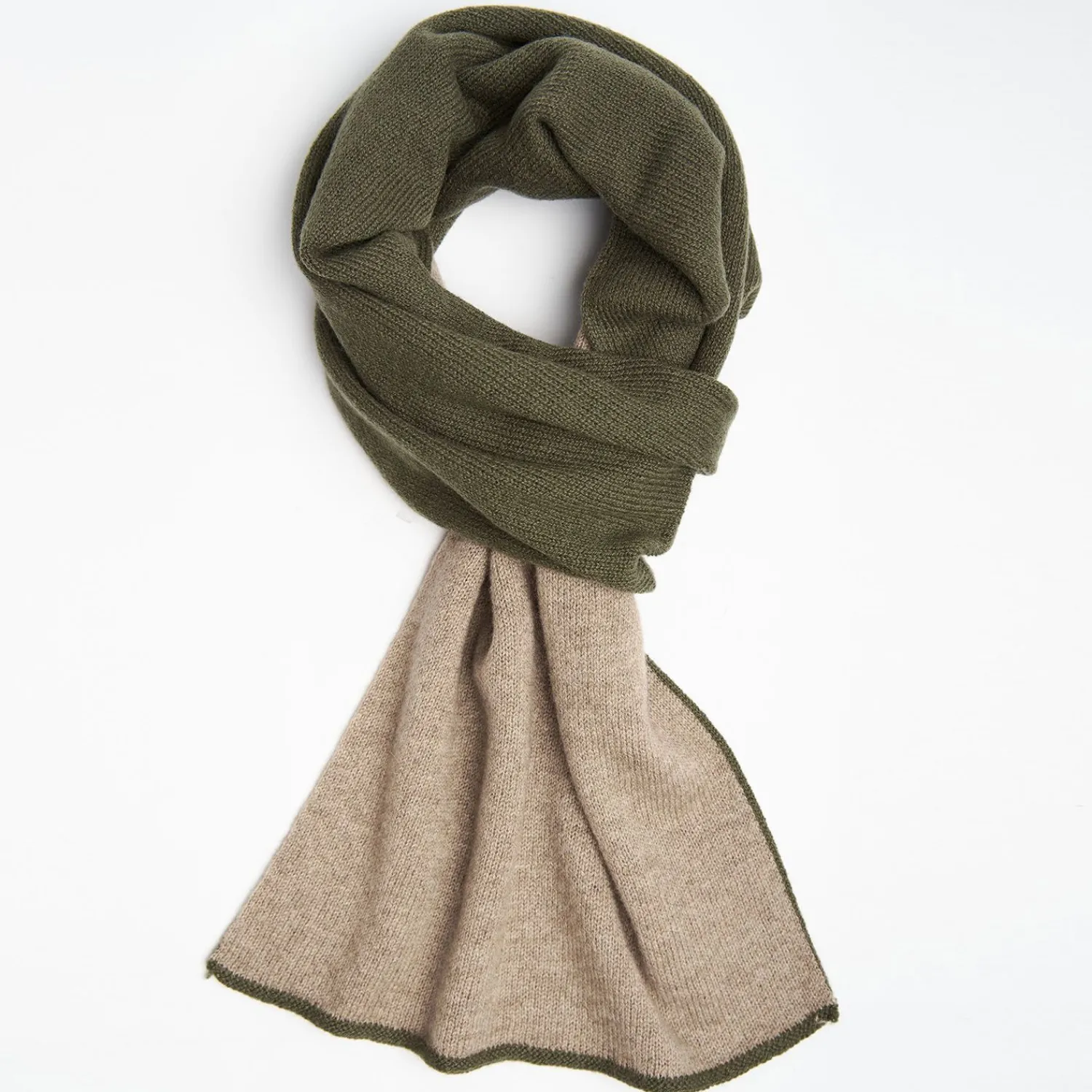 Dark Green And Light Brown Two-Tone Solid Cashmere Neck Warmer>E.Marinella Best Sale