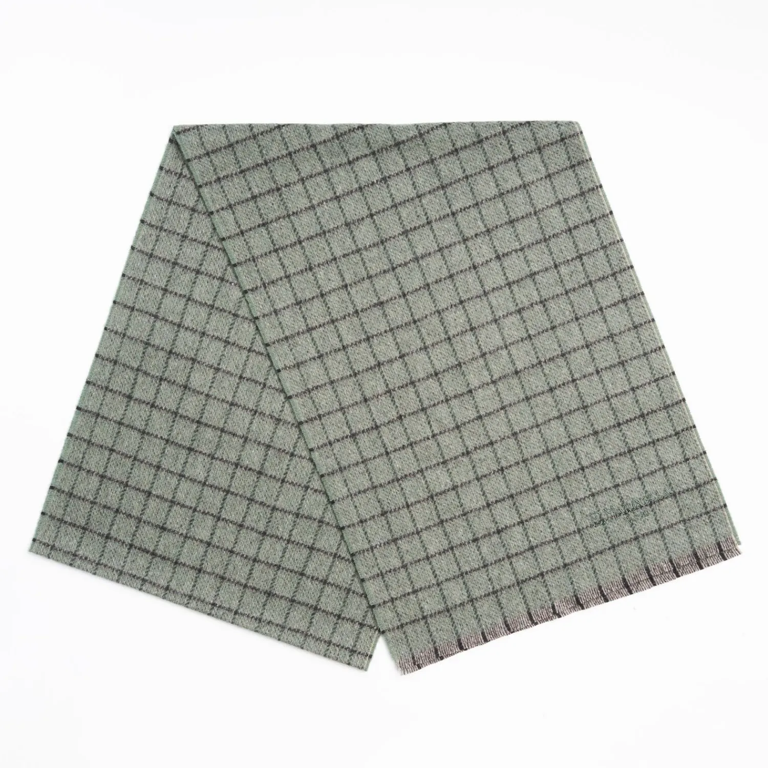 Dark Green Cashmere Small-Check Scarf>E.Marinella Sale