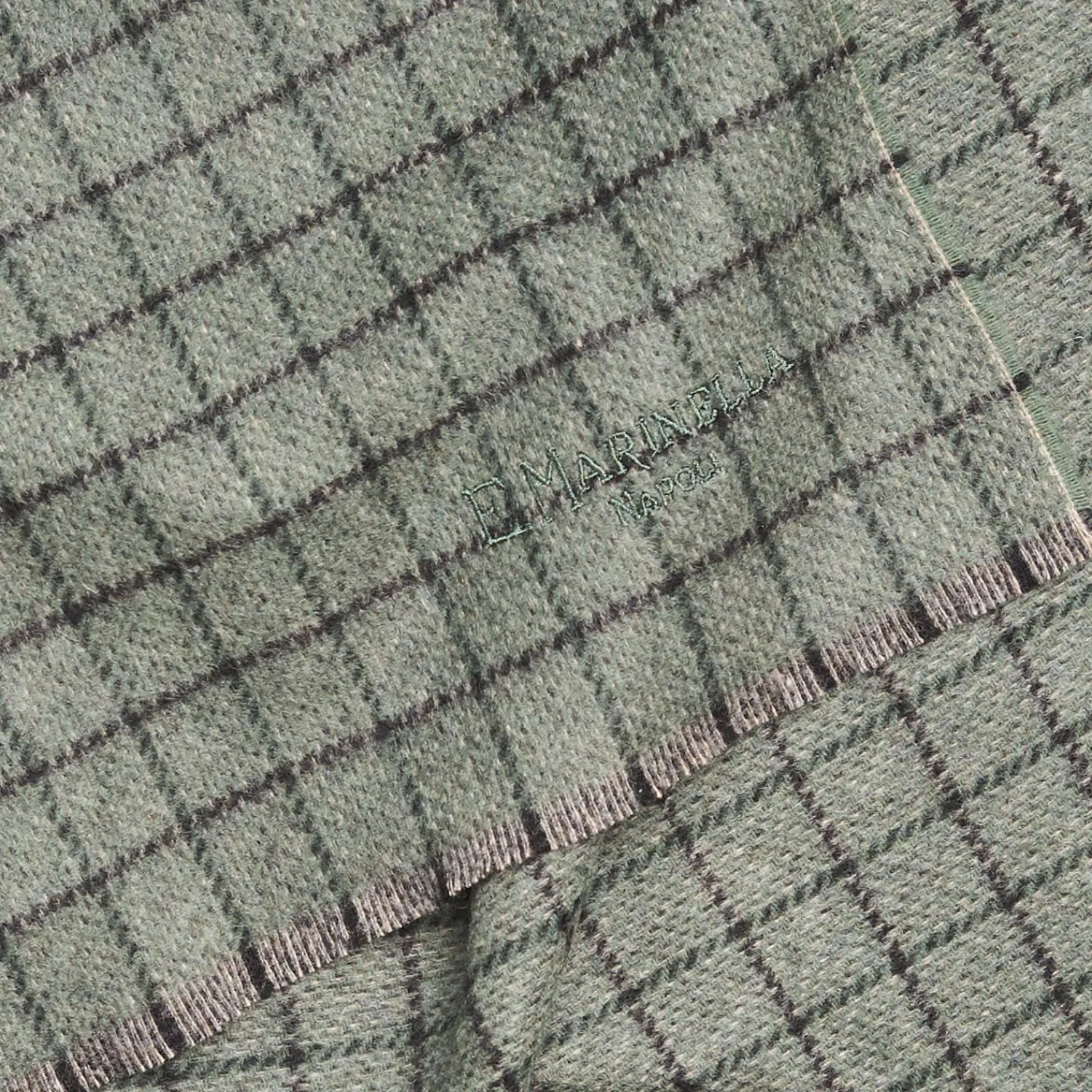 Dark Green Cashmere Small-Check Scarf>E.Marinella Sale