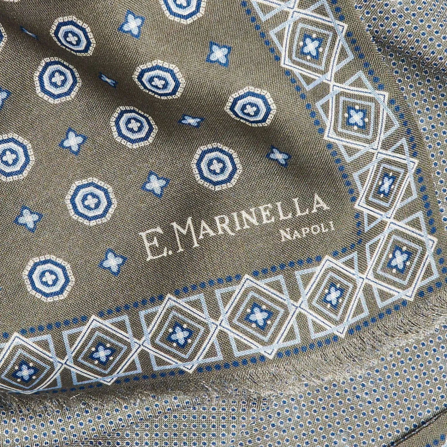Dark Green Double Patterned Wool And Silk Scarf>E.Marinella Cheap