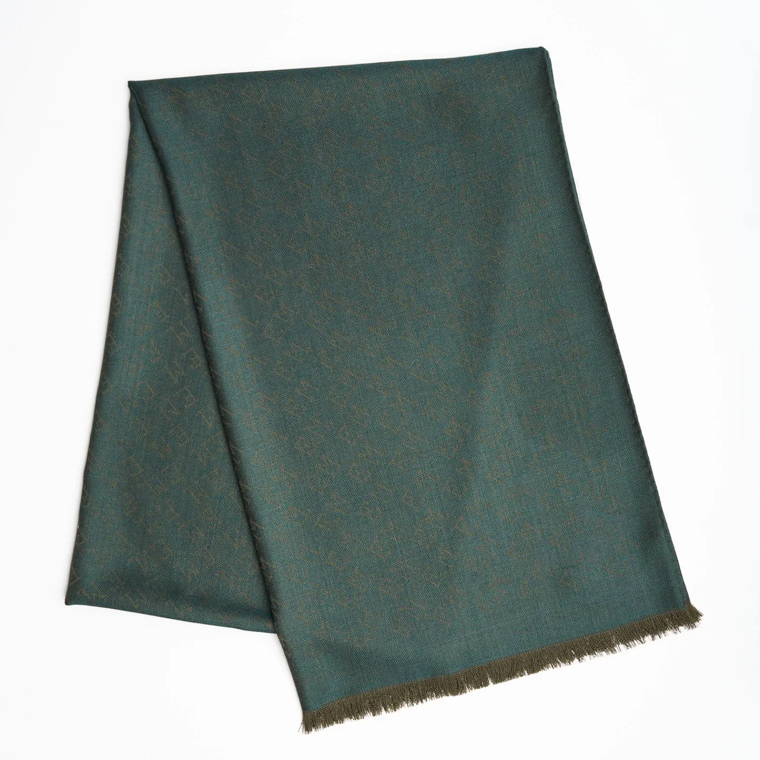 Dark Green Em Logo Scarf In Wool And Cashmere>E.Marinella Clearance