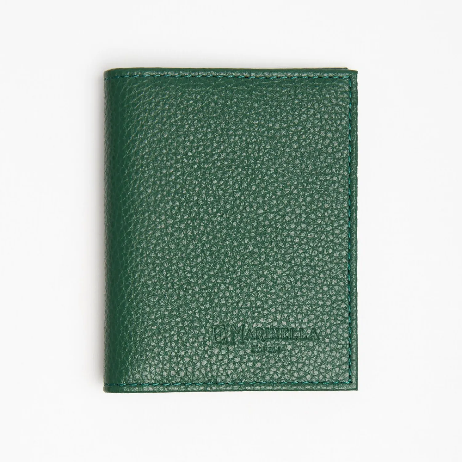 Dark Green Hammered Leather Folding Card Holder - 10 Compartments>E.Marinella Cheap