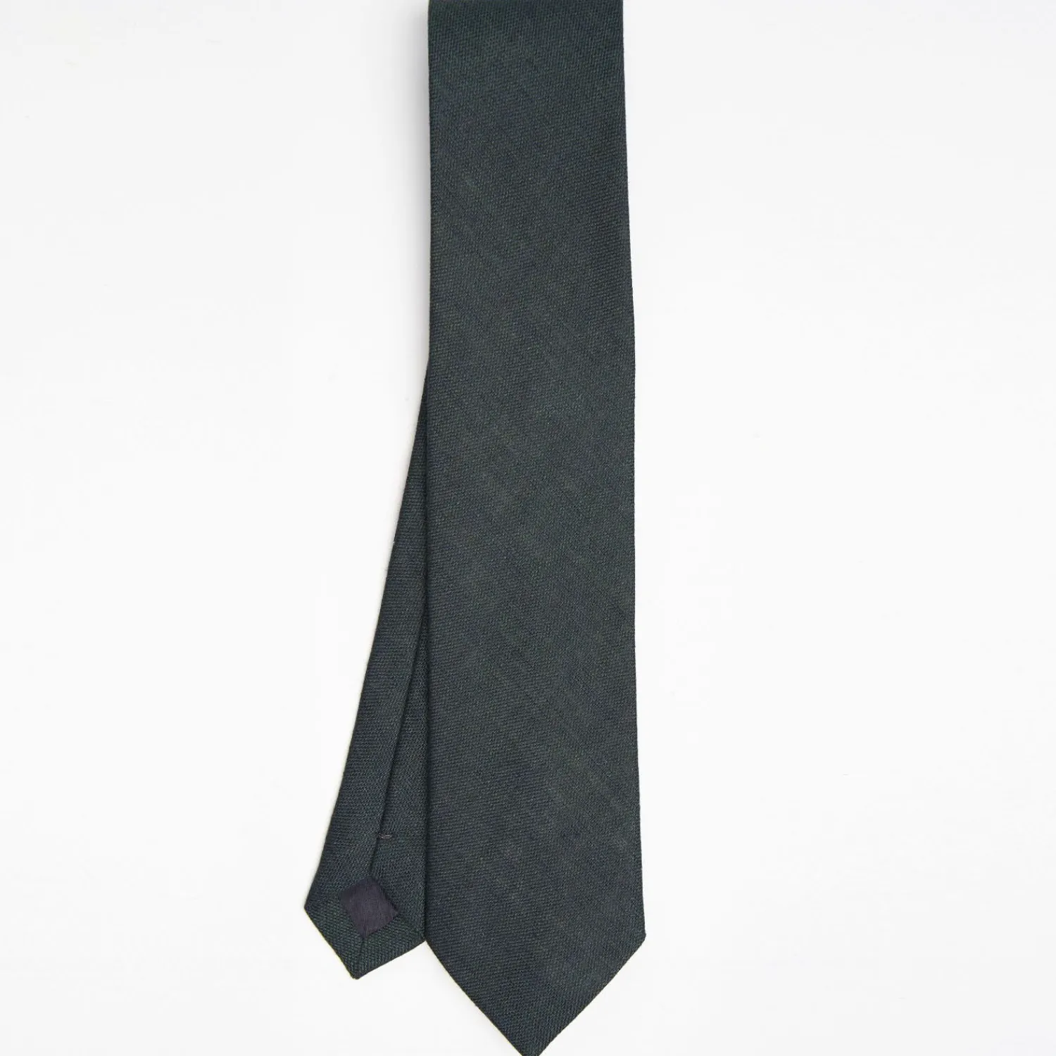 Dark Green Sartorial Linen Tie Solid Color>E.Marinella New