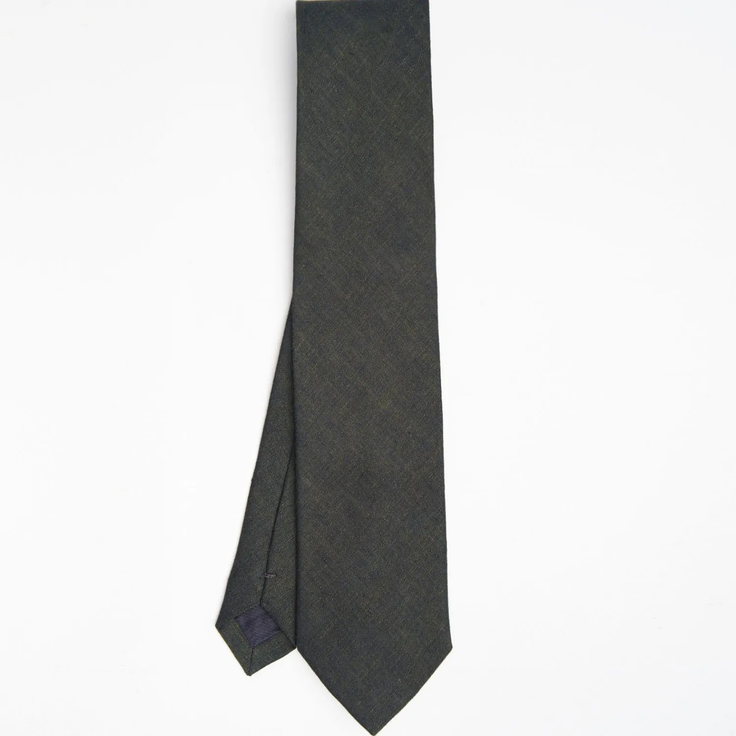 Dark Green Sartorial Linen Tie - Solid Color>E.Marinella Outlet