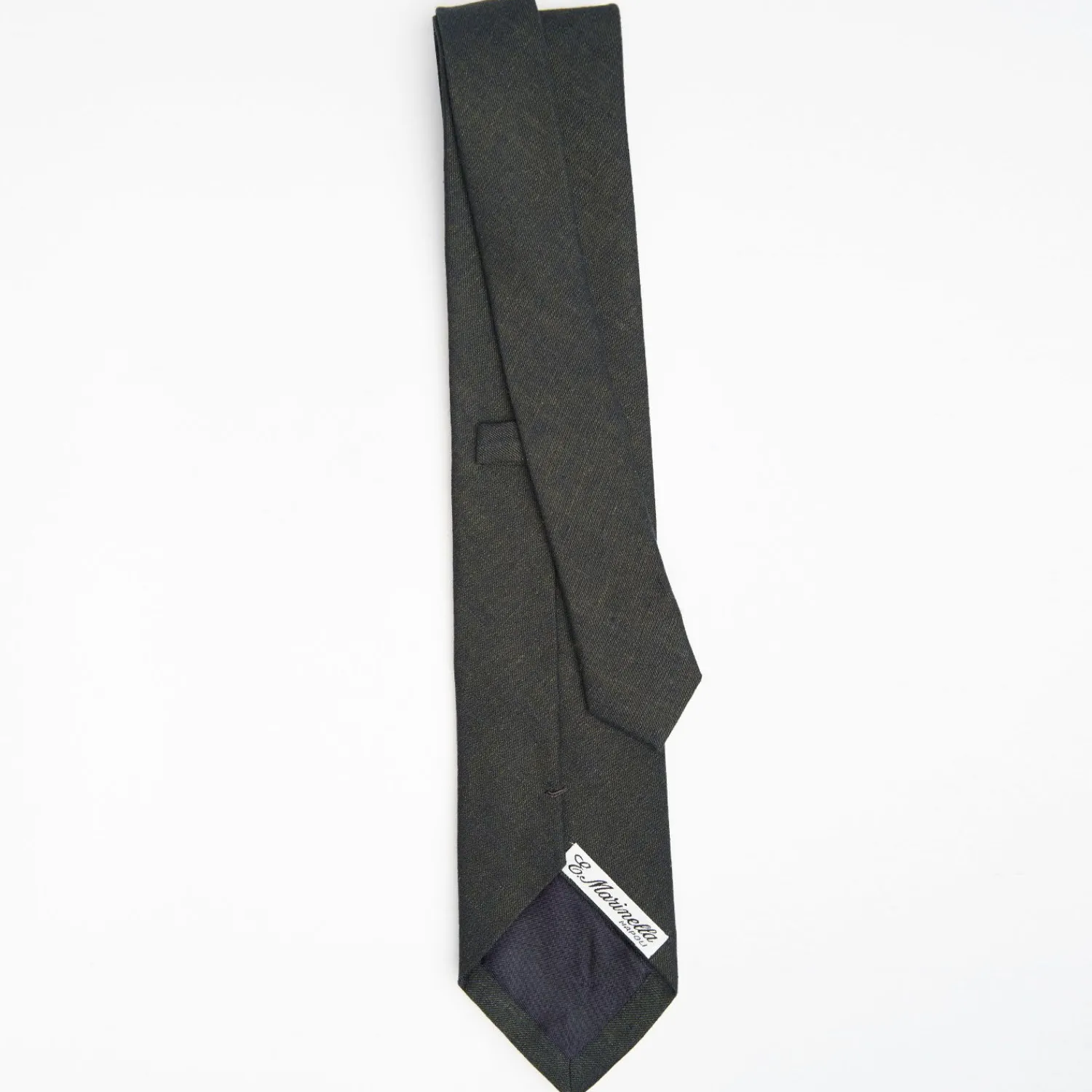 Dark Green Sartorial Linen Tie - Solid Color>E.Marinella Outlet