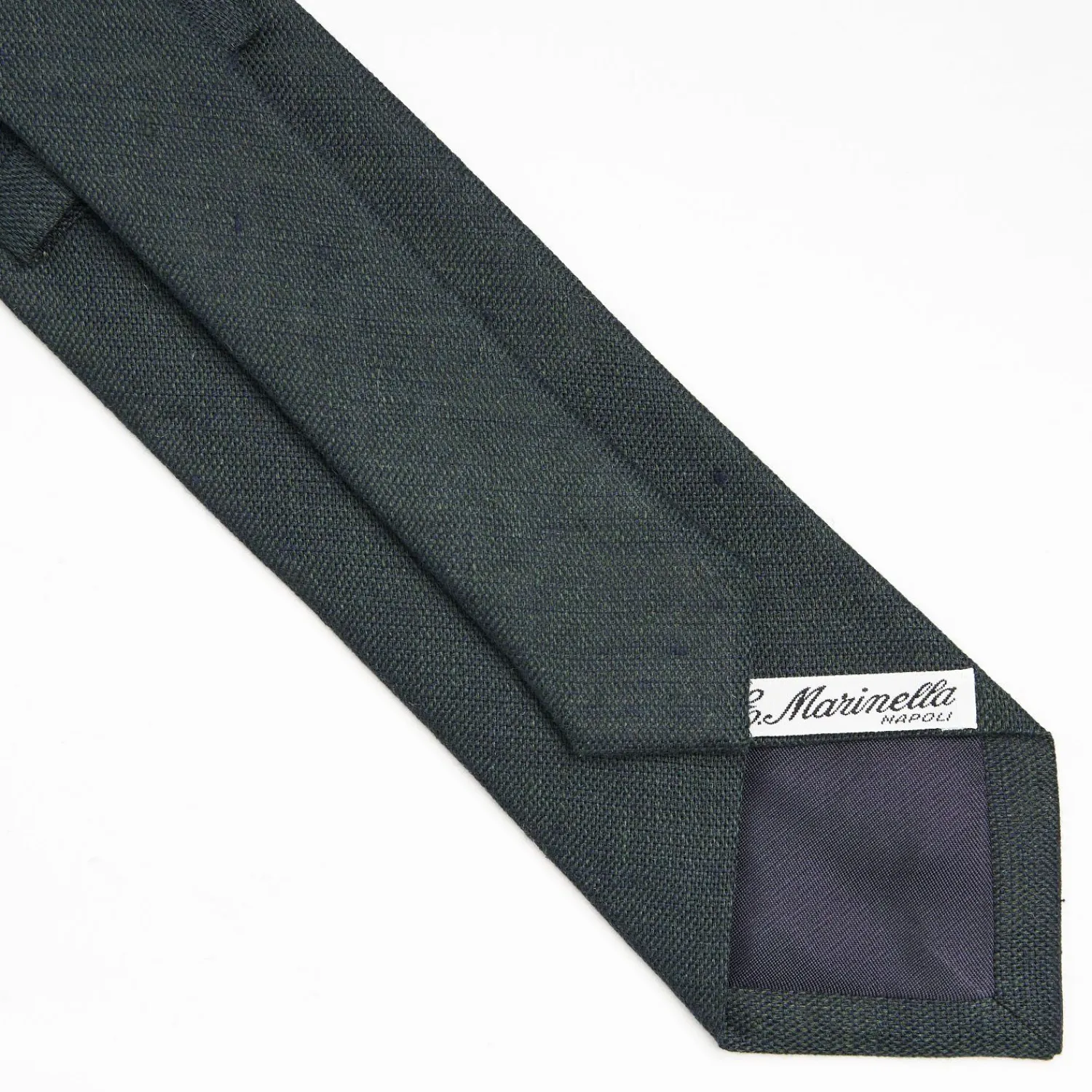 Dark Green Sartorial Linen Tie Solid Color>E.Marinella New