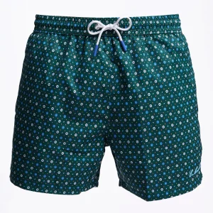 Dark Green Swim Short - Small Flower Pattern>E.Marinella Best Sale