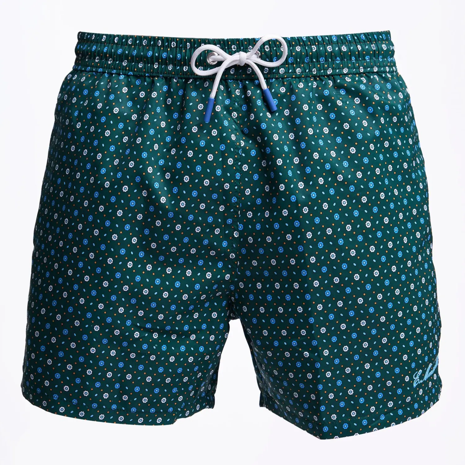 Dark Green Swim Short - Small Flower Pattern>E.Marinella Best Sale