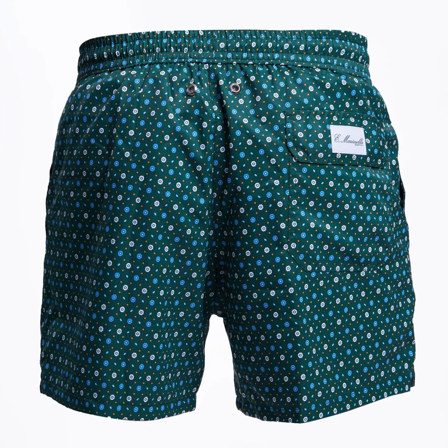 Dark Green Swim Short - Small Flower Pattern>E.Marinella Best Sale