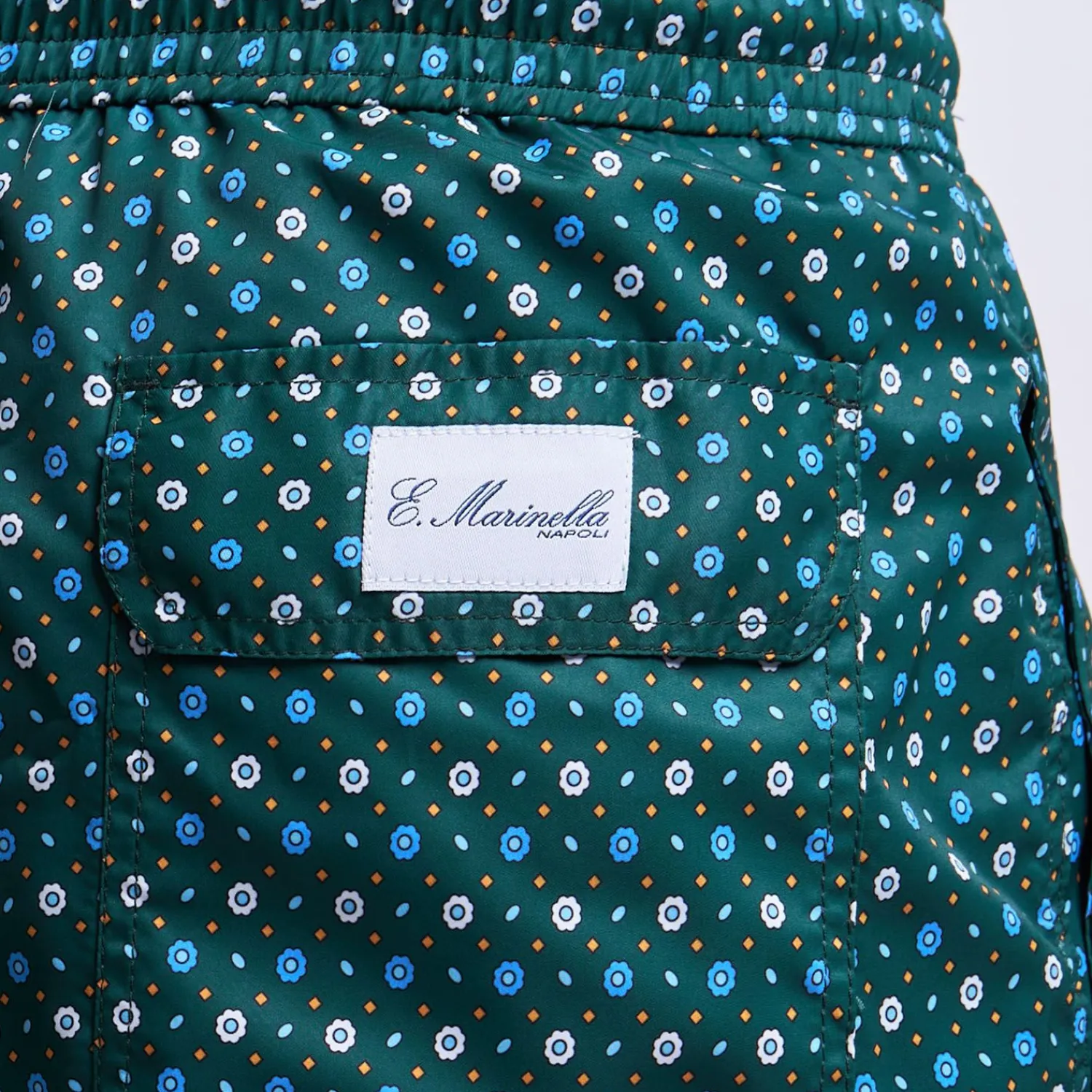 Dark Green Swim Short - Small Flower Pattern>E.Marinella Best Sale