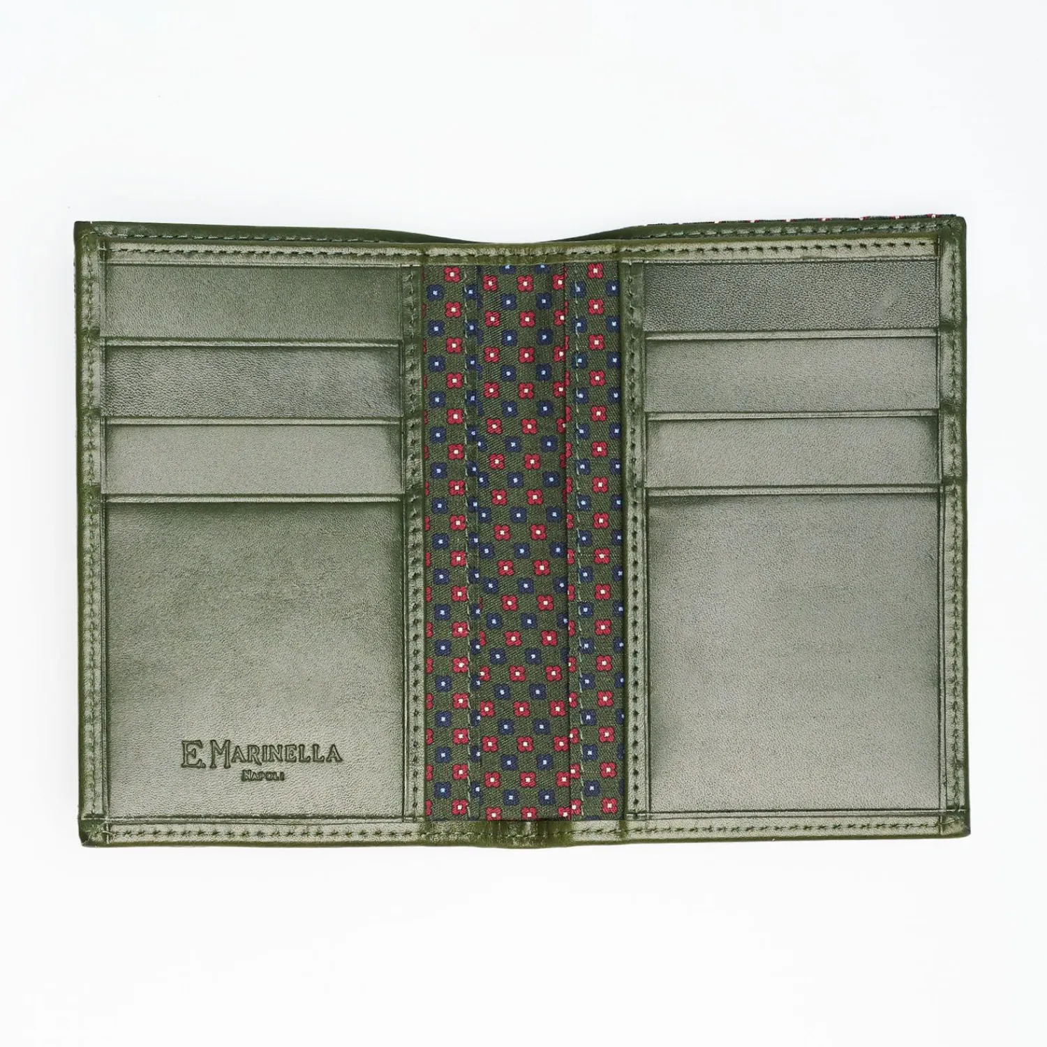 Dark Green Vertical Wallet In Silk And Leather>E.Marinella Outlet