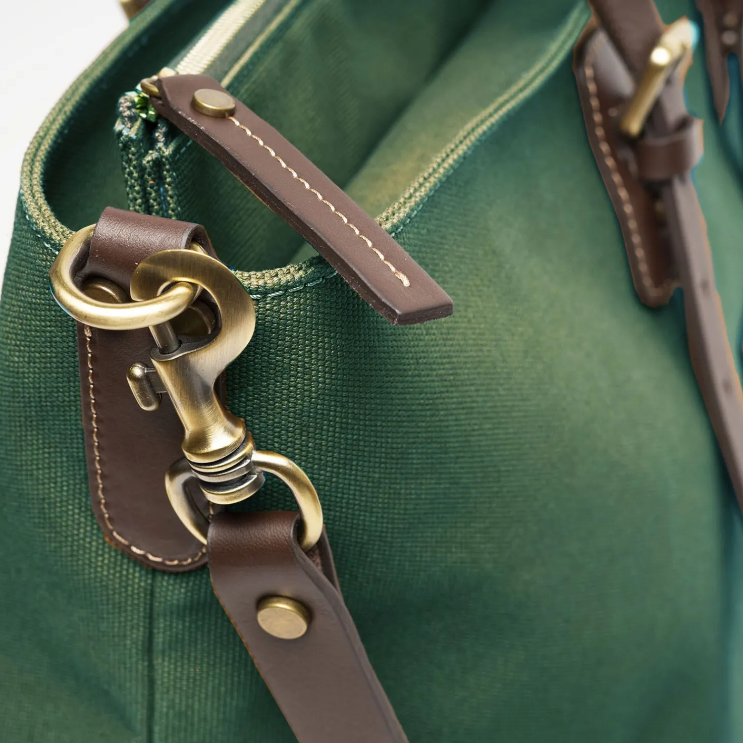 Dark Green Weekend Bag With Leather Trim>E.Marinella Store