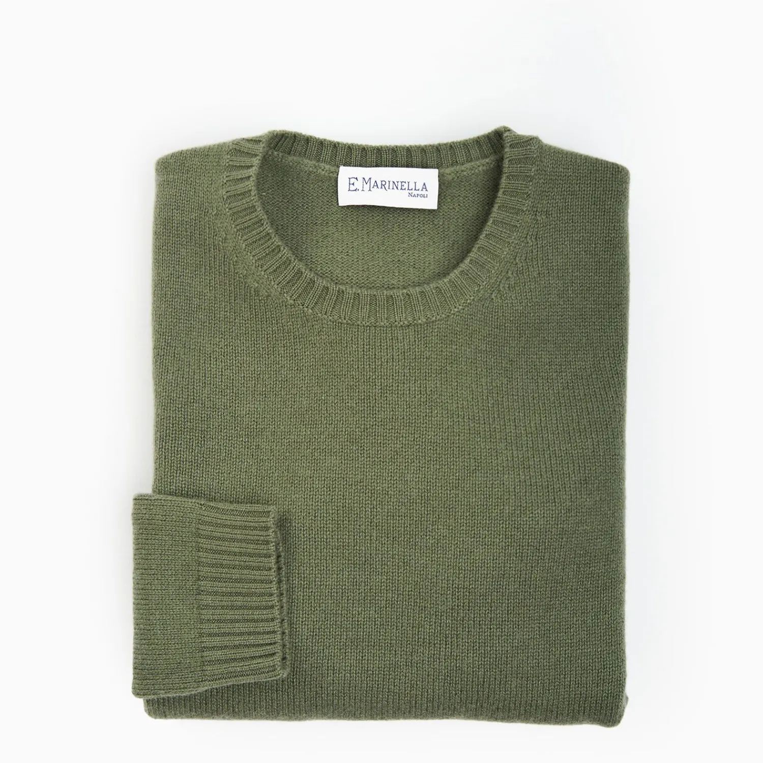 Dark Green Wool And Cashmere Crewneck>E.Marinella Cheap