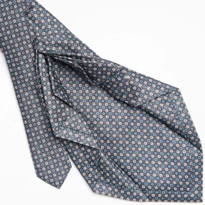 Dark Grey 9 Fold Sartorial Silk Tie - Small Geometric Pattern>E.Marinella Best Sale