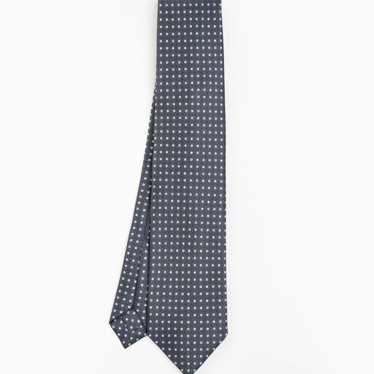 Dark Grey 9 Fold Sartorial Silk Tie Small Flower Pattern>E.Marinella Discount