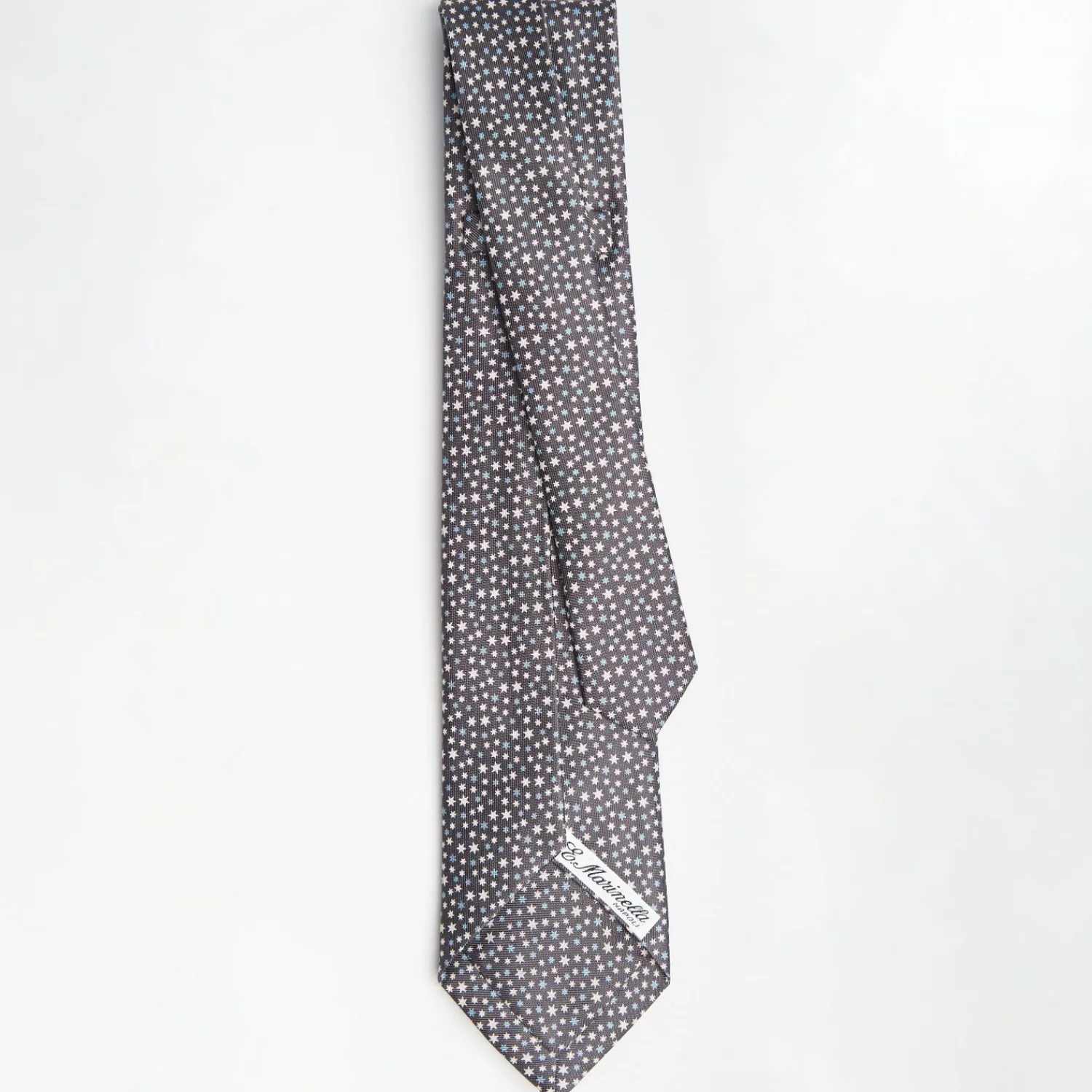 Dark Grey 9 Fold Sartorial Silk Tie - Small Geometric Pattern>E.Marinella New