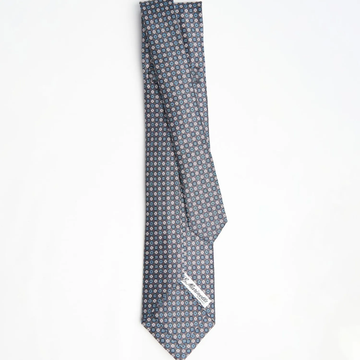 Dark Grey 9 Fold Sartorial Silk Tie - Small Geometric Pattern>E.Marinella Best Sale