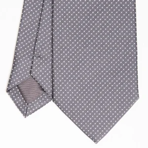Dark Grey Ceremonial Jacquard Silk Tie Small Polka Dot Pattern>E.Marinella Sale