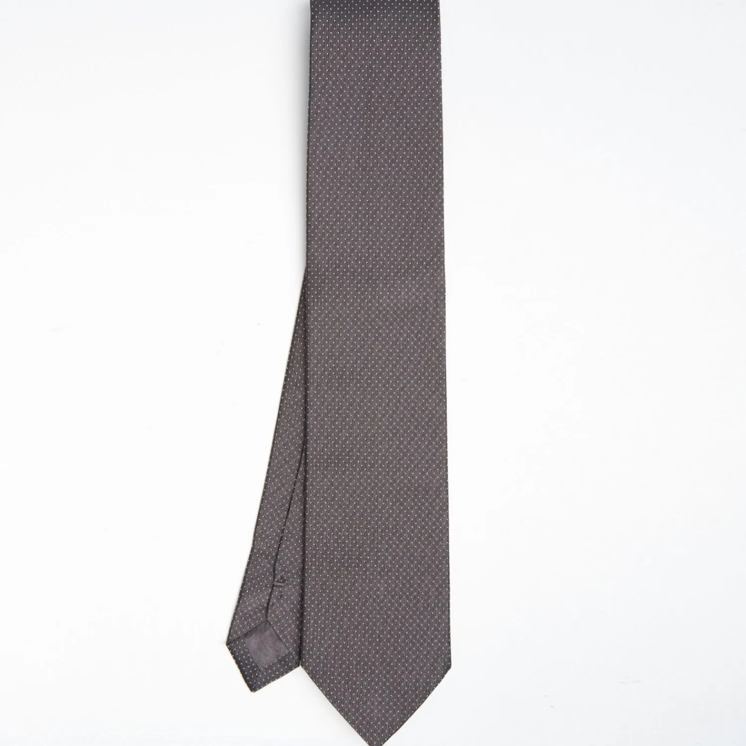 Dark Grey Ceremonial Jacquard Silk Tie - Small Polka Dot Pattern>E.Marinella Store
