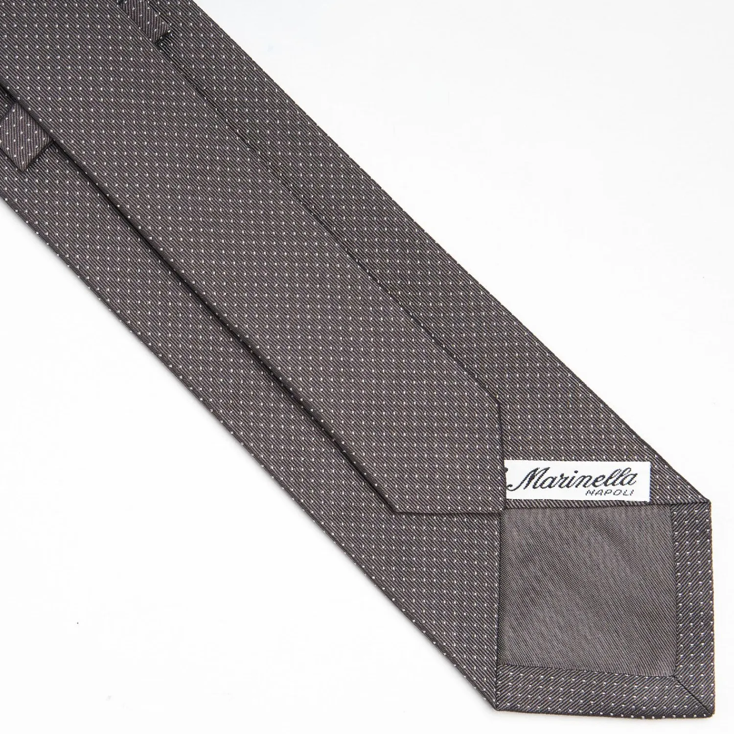 Dark Grey Ceremonial Jacquard Silk Tie - Small Polka Dot Pattern>E.Marinella Store