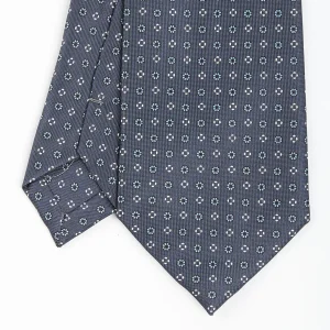 Dark Grey Extra Long Sartorial Silk Tie - Small Flower Pattern>E.Marinella Cheap