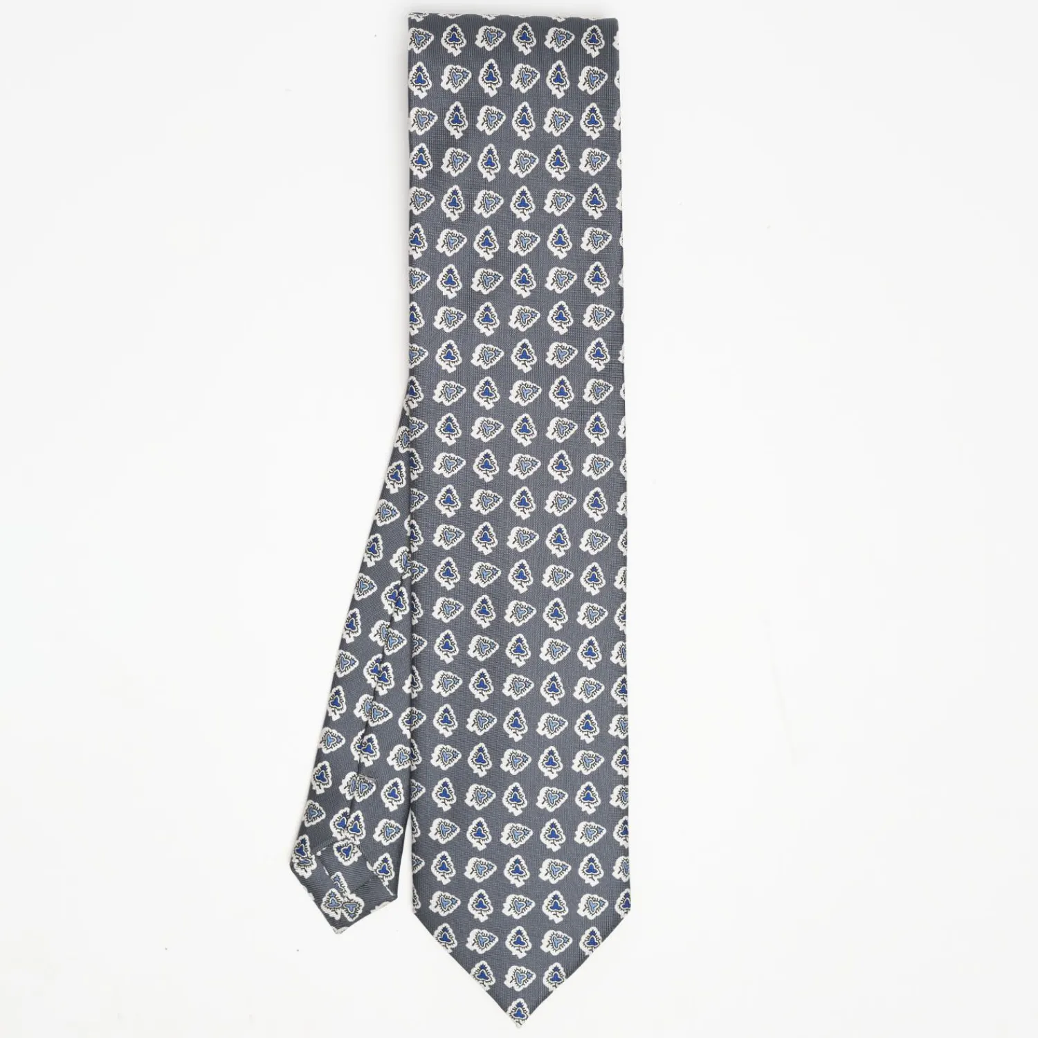 Dark Grey Heritage Silk Tie - Large Flower Pattern>E.Marinella Store