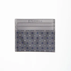 Dark Grey Leather And Silk Credit Card Holder 5 Compartments>E.Marinella Cheap