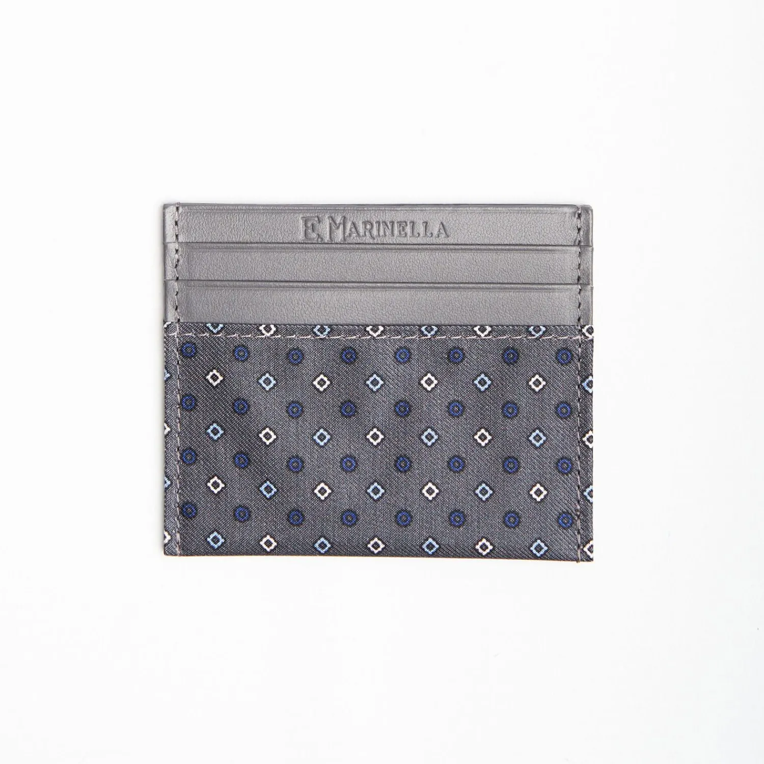 Dark Grey Leather And Silk Credit Card Holder 5 Compartments>E.Marinella Cheap