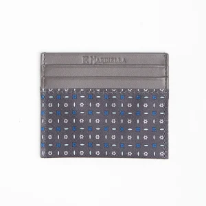 Dark Grey Leather And Silk Credit Card Holder - 5 Compartments>E.Marinella Store