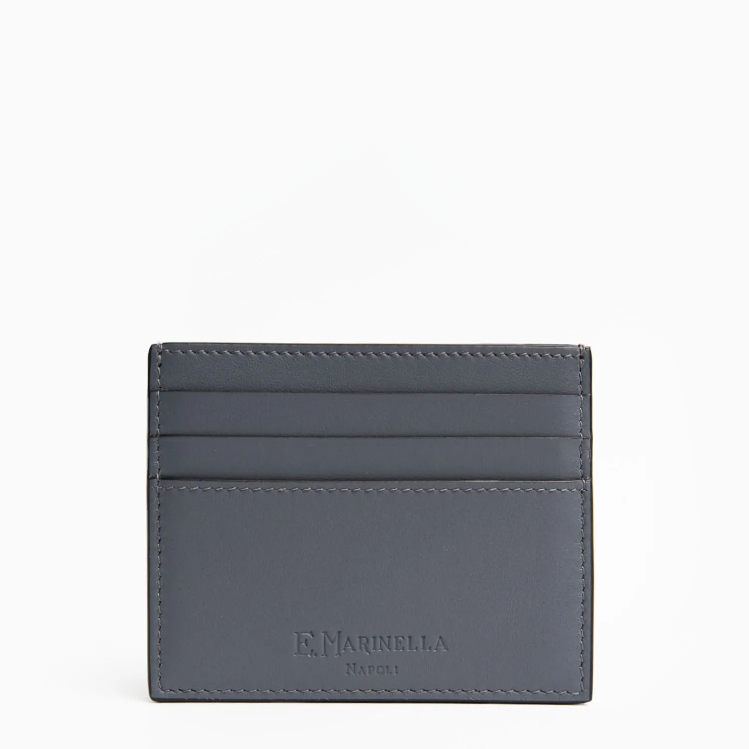 Dark Grey Leather Credit Card Holder>E.Marinella Best